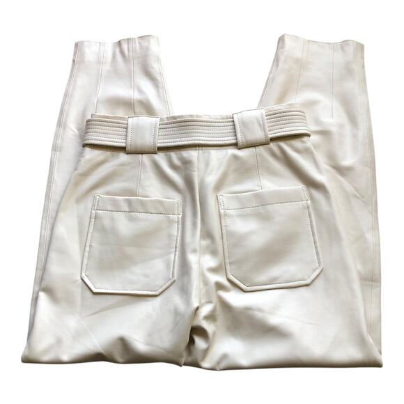Veronica Beard Ecru Vegan Leather Atala Pants Tapered Leg Women's Size 2 NWT - Picture 6 of 16